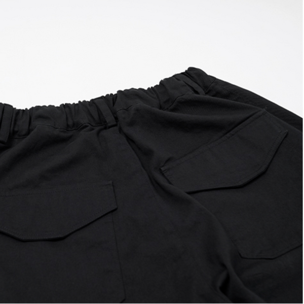 TWILL CARGO BALLOON PANTS - BLACK