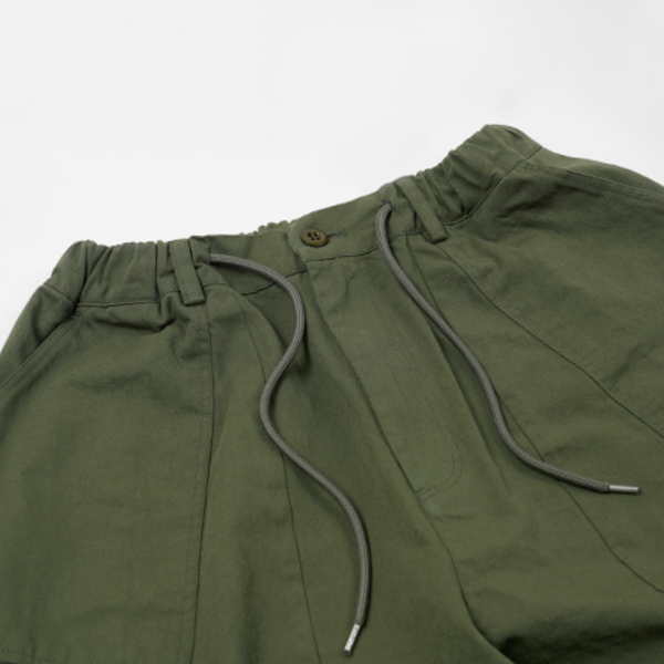 TWILL CARGO BALLOON PANTS - OLIVE