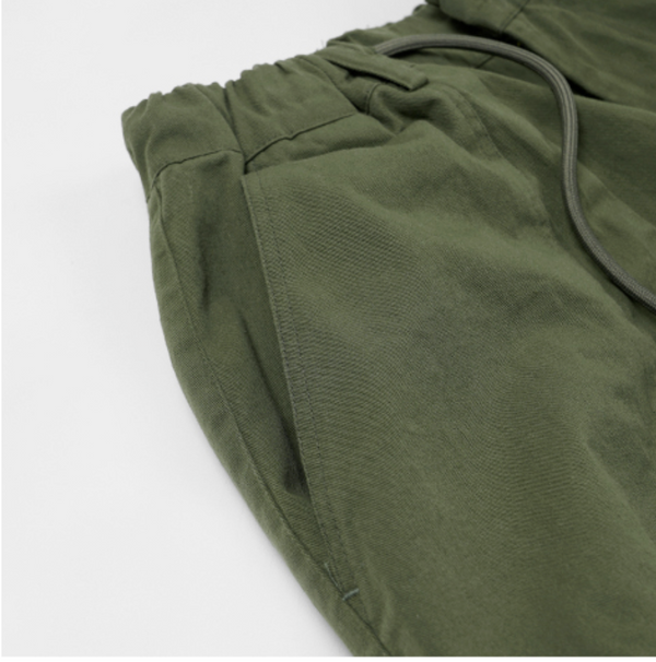 TWILL CARGO BALLOON PANTS - OLIVE