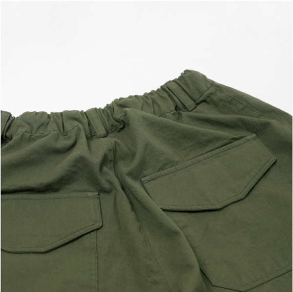 TWILL CARGO BALLOON PANTS - OLIVE