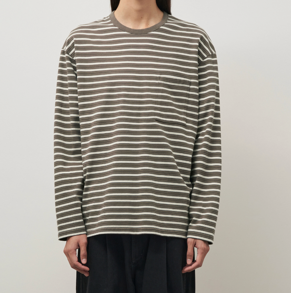 MULTI STRIPE LONG SLEEVE T-SHIRT - HUMUS