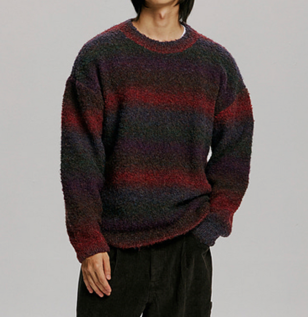 GRADATION BOUCLE KNIT - PURPLE MIX