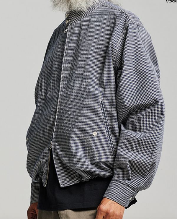 BUDDY CHECK HARRINGTON JACKET - SEA BLUE