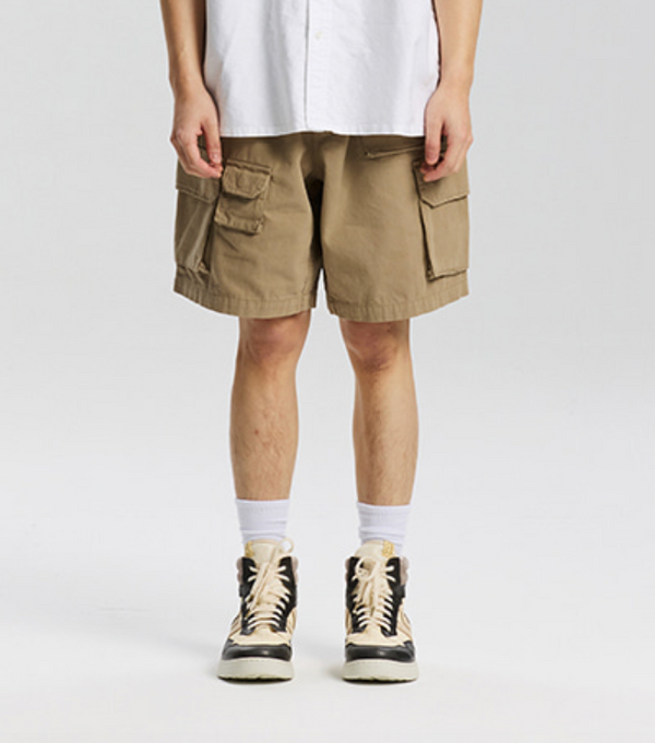 CANVAS MULTI POCKET SHORTS - BEIGE