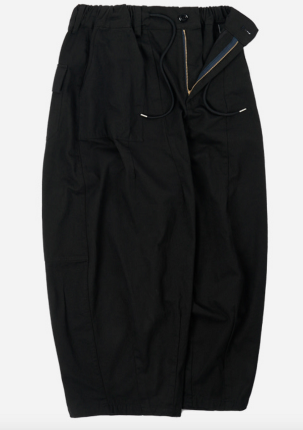 TWILL BALLOON PANTS - BLACK