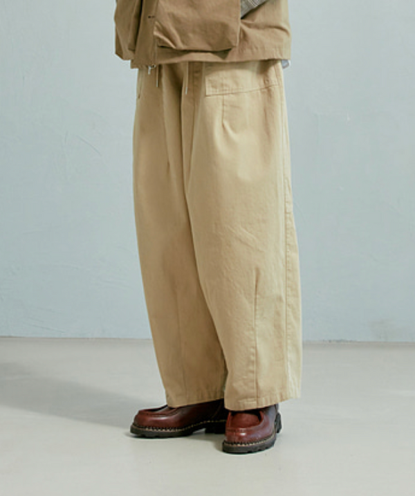 TWILL BALLOON PANTS - BEIGE RELABEL