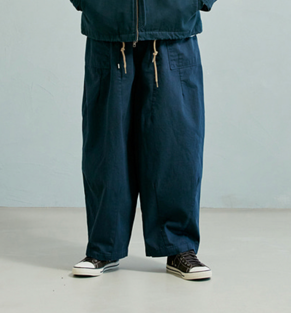 TWILL BALLOON PANTS - NAVY