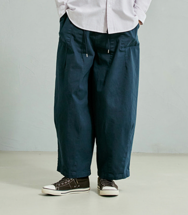 TWILL BALLOON PANTS - NAVY