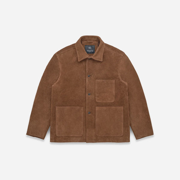 Knickerbocker Shag-Pile Suede Coat - Coffee