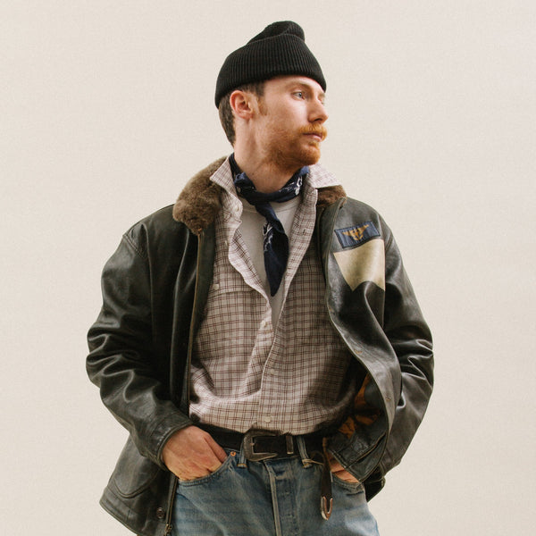 RAYMOND LEATHER FLIGHT JACKET - VINTAGE OLIVE