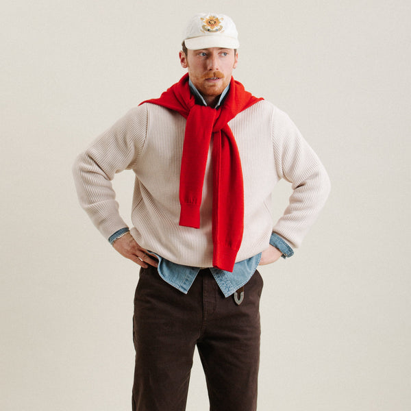 EX FINE WOOL RIB KNIT SWEATER - IVORY