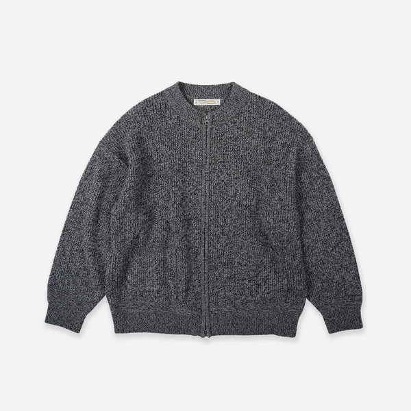 TWEED ZIP UP CARDIGAN - CHARCOAL