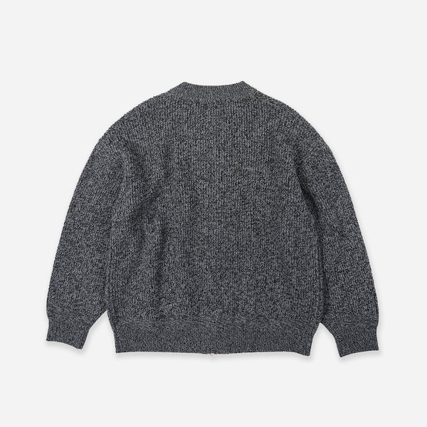 TWEED ZIP UP CARDIGAN - CHARCOAL