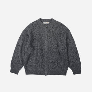 Frizmworks - Frizmworks Tweed Wool Zip Up Cardigan - Charcoal -  - Main Front View