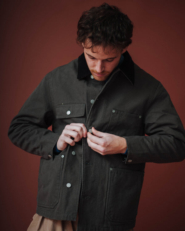 OXFORD COVERALL CHORE JACKET - GREYISH OLIVE