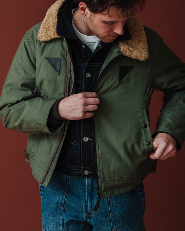 SHEARLING ROYAL FLIGHT JACKET - OLIVE