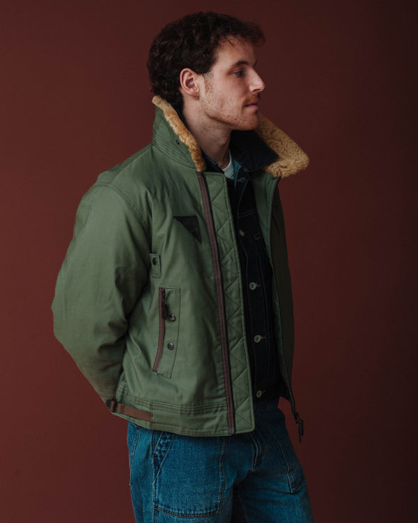 SHEARLING ROYAL FLIGHT JACKET - OLIVE