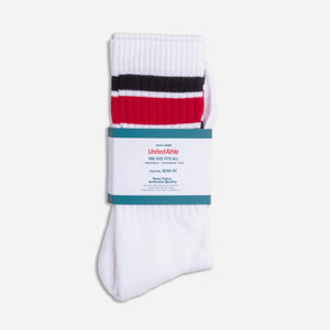 United Athle - THICK SOLE CREW SOCK - WHITE/BLACK/RED -  - Main Front View