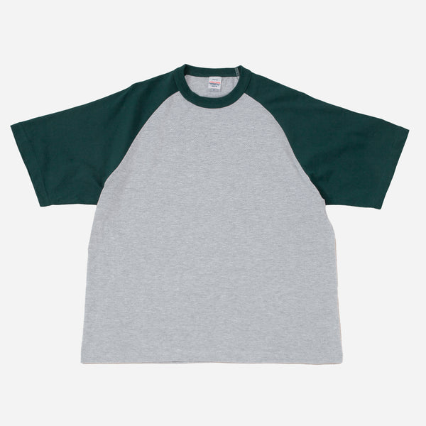 RAGLAN BASEBALL TEE - ASH/BILLIARD GREEN