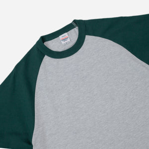 United Athle - RAGLAN BASEBALL TEE - ASH/BILLIARD GREEN -  - Alternative View 1