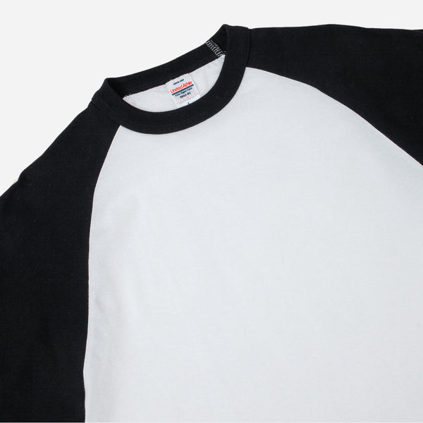 RAGLAN BASEBALL TEE - WHITE/BLACK