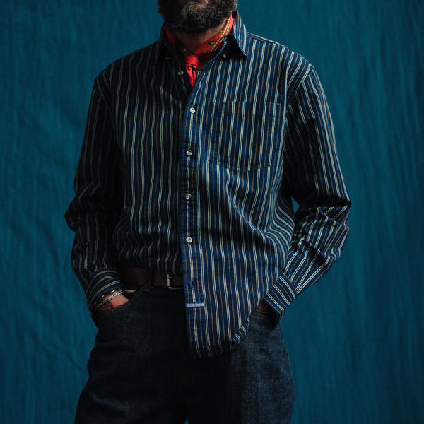 VINTAGE B.D STRIPE DENIM SHIRT - INDIGO