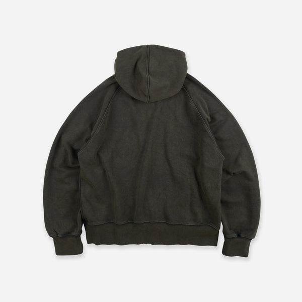 VINTAGE DYEING HOODED ZIP PARKA - BLACK/BROWN