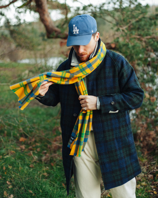 BAL LONG WOOL HARRIS TWEED COAT - BLACKWATCH