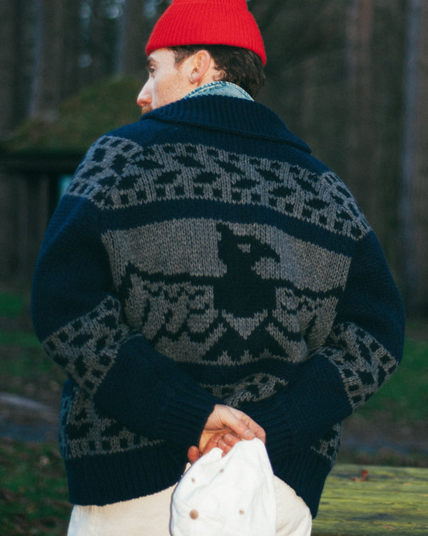 THUNDERBIRD COWICHAN CARDIGAN - NAVY
