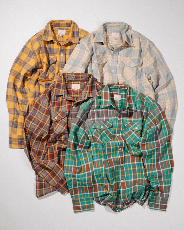 WASHED FLANNEL WORKSHIRT - SAND DUNES