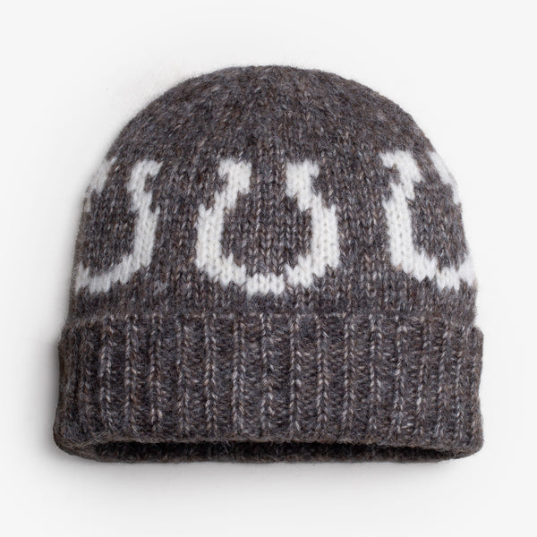 ALPACA HORSESHOE BEANIE - GREY