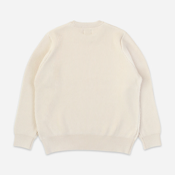 EX FINE WOOL RIB KNIT SWEATER - IVORY