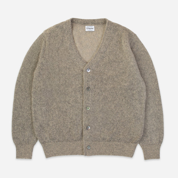 SHAGGY PLAIN MOHAIR CARDIGAN - BEIGE