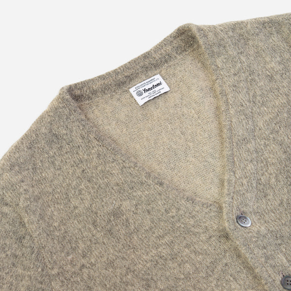 SHAGGY PLAIN MOHAIR CARDIGAN - BEIGE