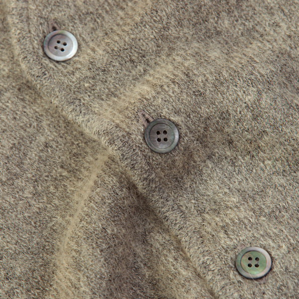 SHAGGY PLAIN MOHAIR CARDIGAN - BEIGE