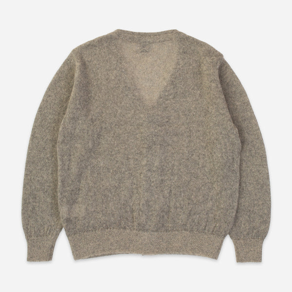 SHAGGY PLAIN MOHAIR CARDIGAN - BEIGE