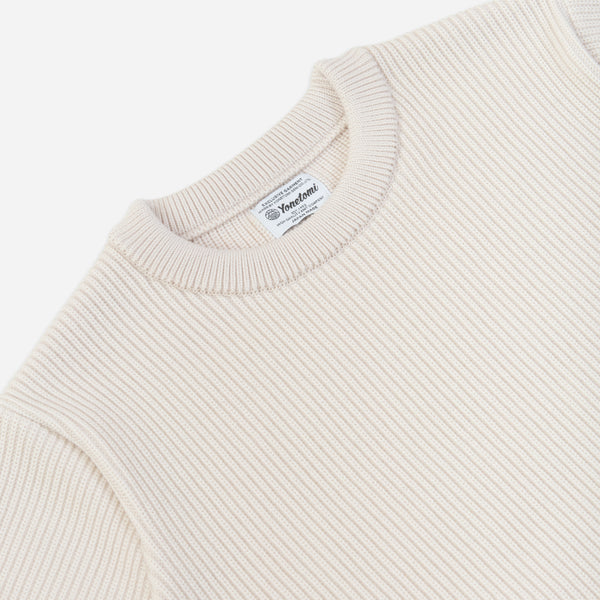 EX FINE WOOL RIB KNIT SWEATER - IVORY