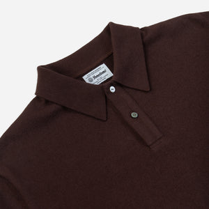 Yonetomi - LIGHT WAVE COTTON POLO - BROWN -  - Alternative View 1