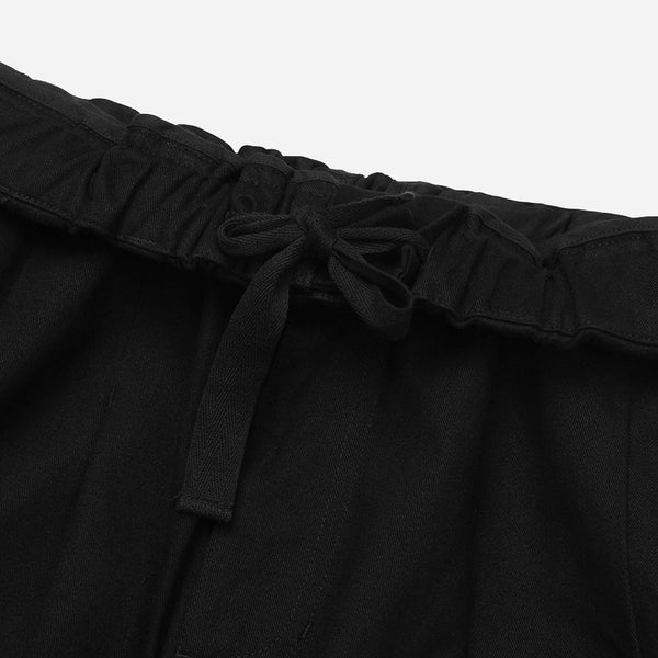 LAZY TWILL BALLOON PANTS - BLACK