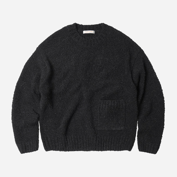 ALPACA BOUCLE CREW KNIT JUMPER - BLACK - THE GREAT DIVIDE