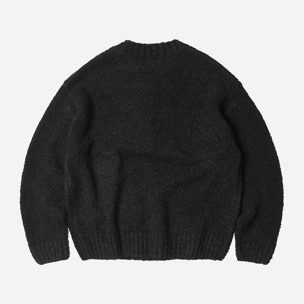 ALPACA BOUCLE CREW KNIT JUMPER - BLACK - THE GREAT DIVIDE