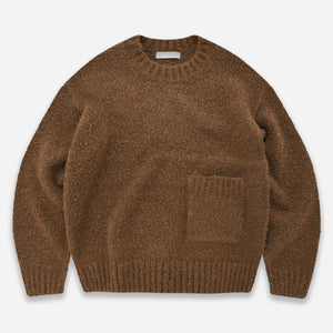 Frizmworks - ALPACA BOUCLE OVERSIZED CREW KNIT JUMPER - BROWN -  - Main Front View