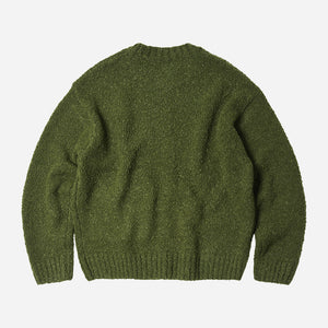 ALPACA BOUCLE CREW KNIT JUMPER - OLIVE - THE GREAT DIVIDE