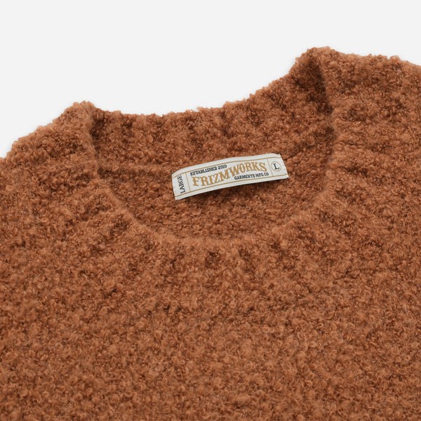 ALPACA BOUCLE OVERSIZED CREW KNIT JUMPER - ORANGE