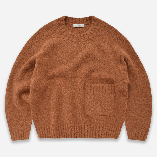 ALPACA BOUCLE OVERSIZED CREW KNIT JUMPER - ORANGE