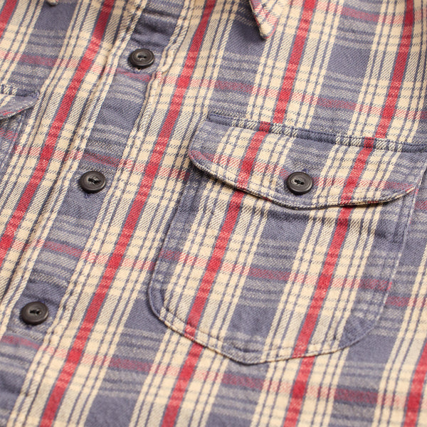 PLAID TWILL WORK SHIRT - BLUE/CREAM-RED