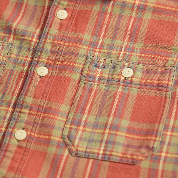 PLAID TWILL WORK SHIRT - RED/BLUE-GREEN