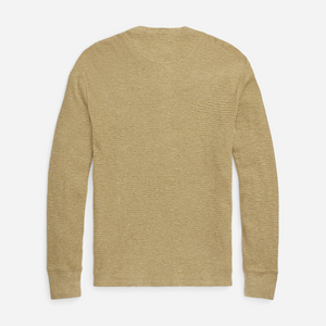 Double RL By Ralph Lauren - Garment-Dyed Waffle Henley T-Shirt - Spring Beige - LS Henley Long Sleeve Pullover - Tan Heather - Alternative View 1