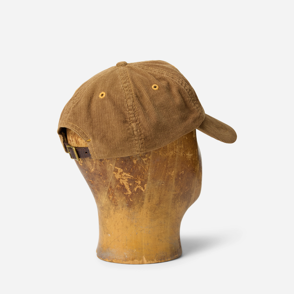 LEATHER PATCH CORDUROY TRUCKER CAP - TAN