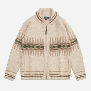 Pendleton - SAWTOOTH BUCK ZIP CARDIGAN - OATMEAL -  - Main Front View